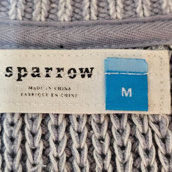 Anthropologie Sparrow Sweater Size Medium Heather Blue Gray Boho Multi Knit - Picture 4 of 7